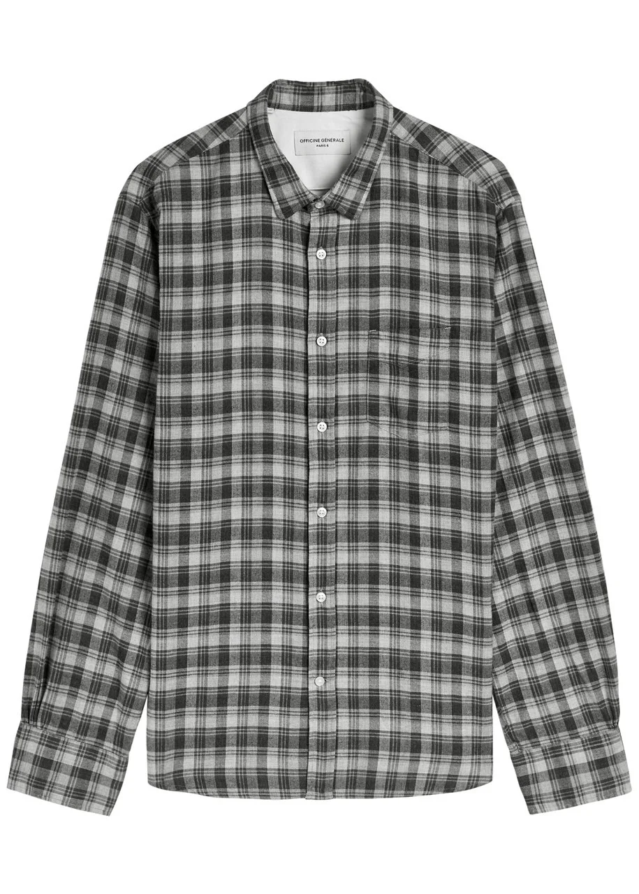 Officine Générale Lipp Checked Brushed Cotton Shirt - 1
