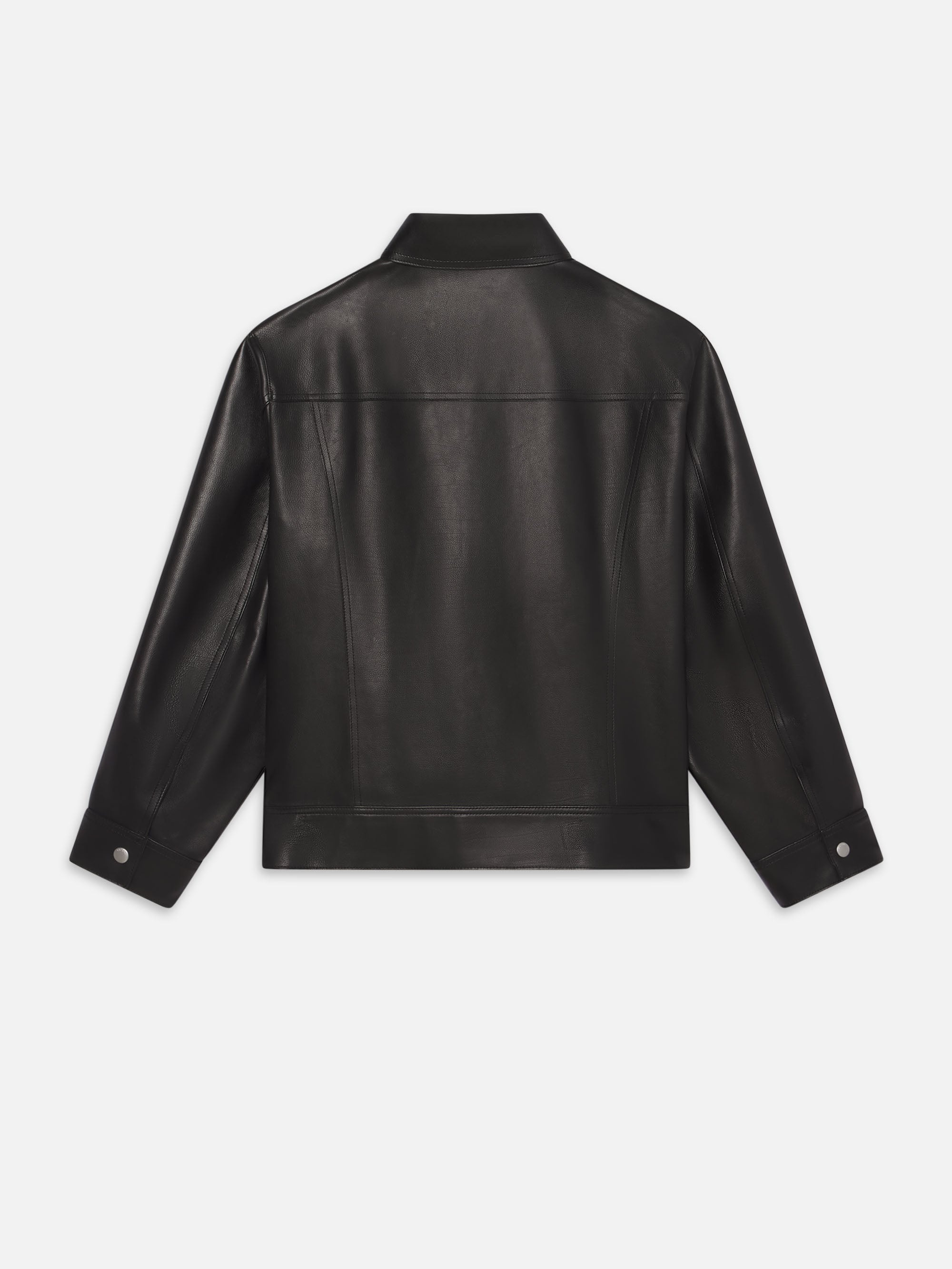 Leather Trucker Jacket in Black - 4