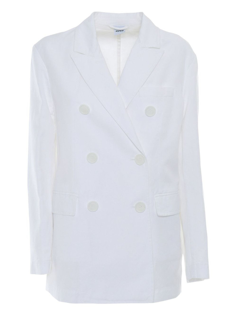 double-breasted cotton linen blazer 1