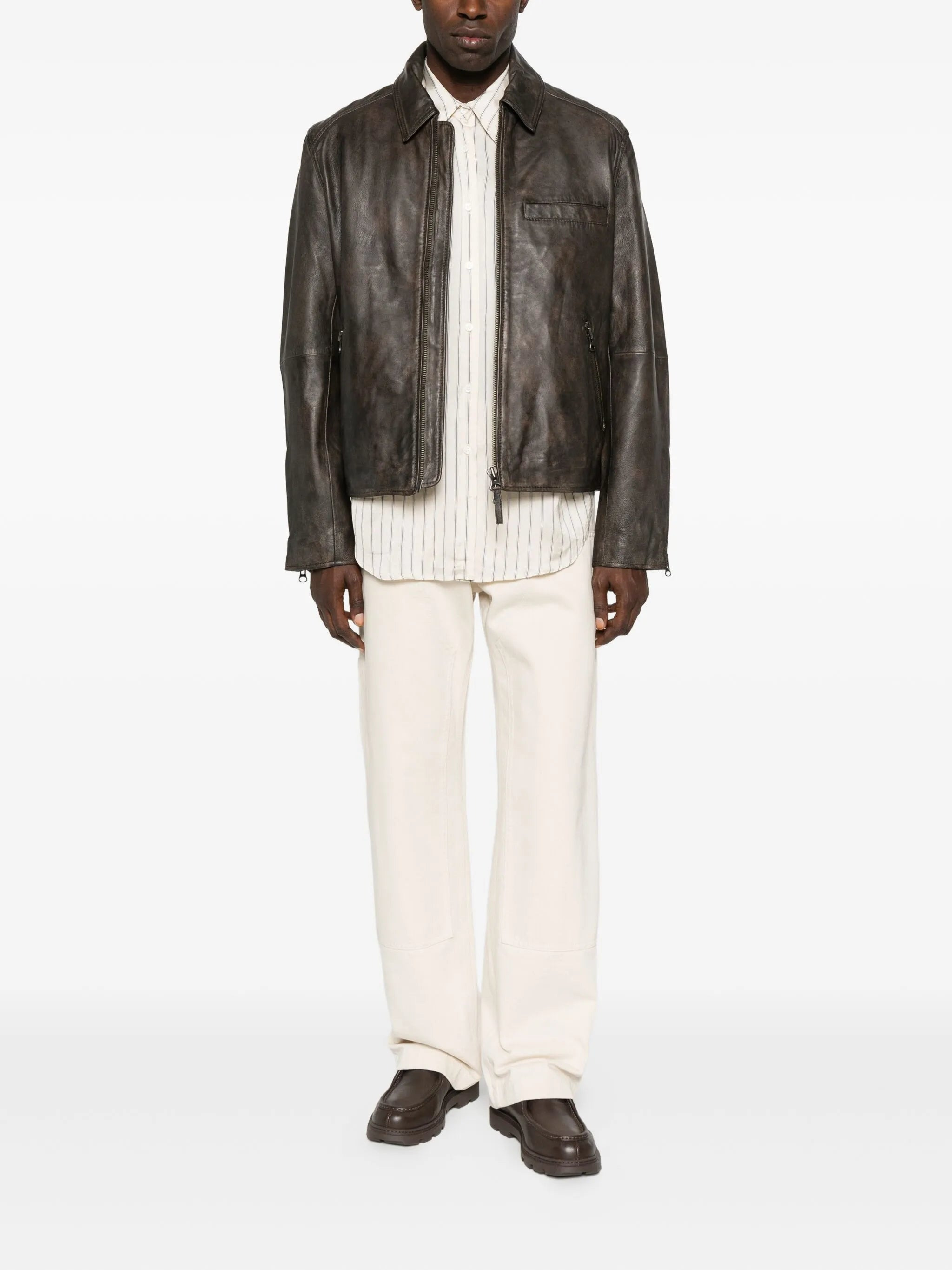 Samsoe Samsoe Sacliff X Zip-front Leather Jacket - 2