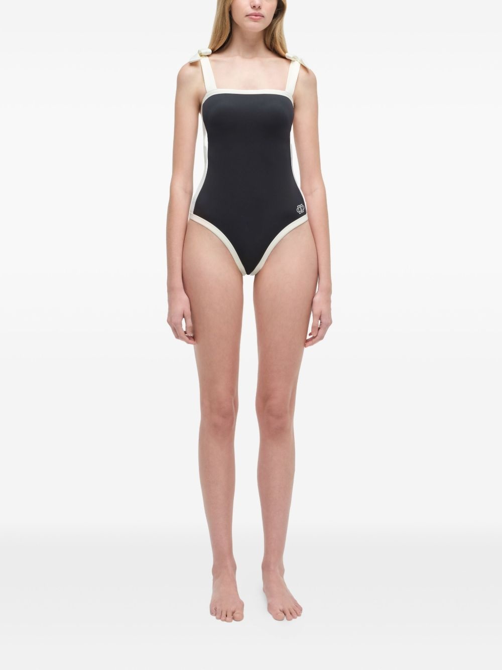 colour-blocked tie-strap swimsuit - 2