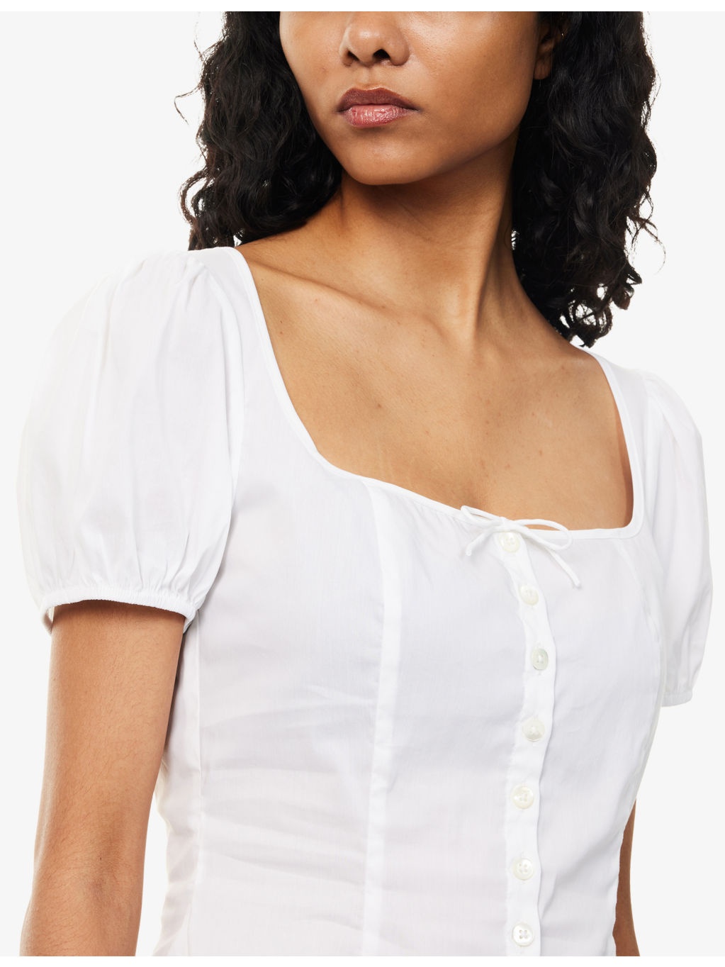 Walnut Puff-Sleeve Cotton Top - 5