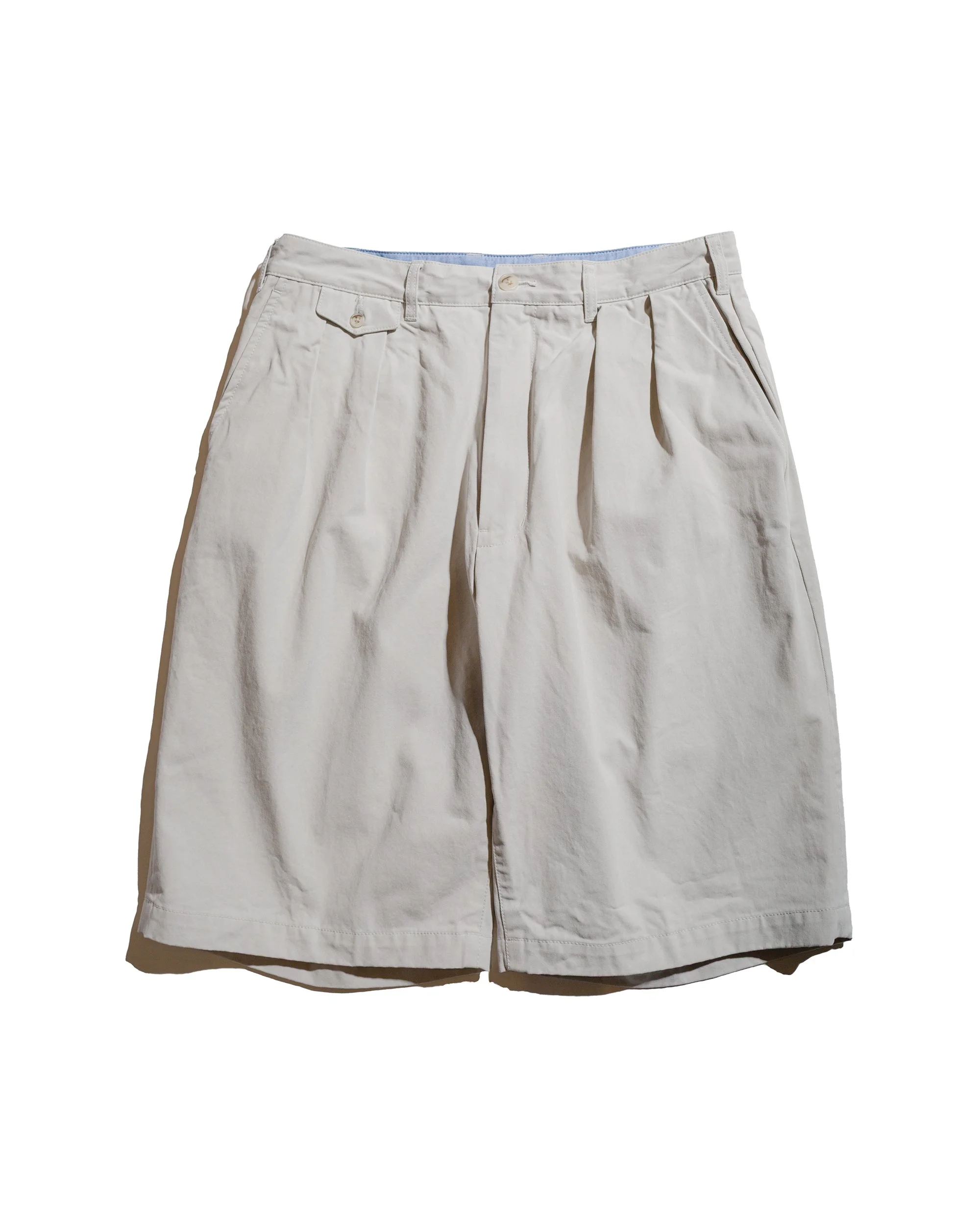 2Pleats Shorts Twill Bio Washed Cement - 1