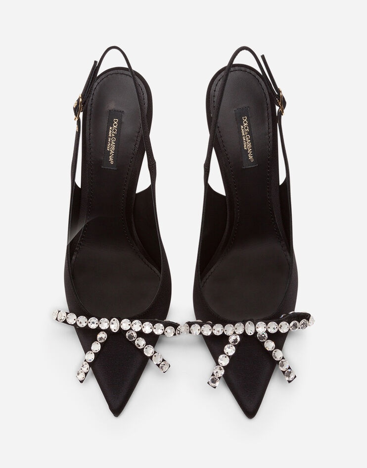 Gros-grain slingbacks with crystal embellishment - 4