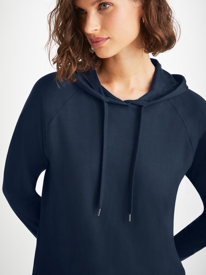 Women's Pullover Hoodie Basel Micro Modal Stretch Navy - 2