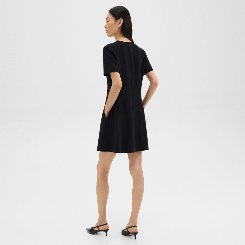 Theory Flared Short-Sleeve Dress in Admiral Crepe outlook