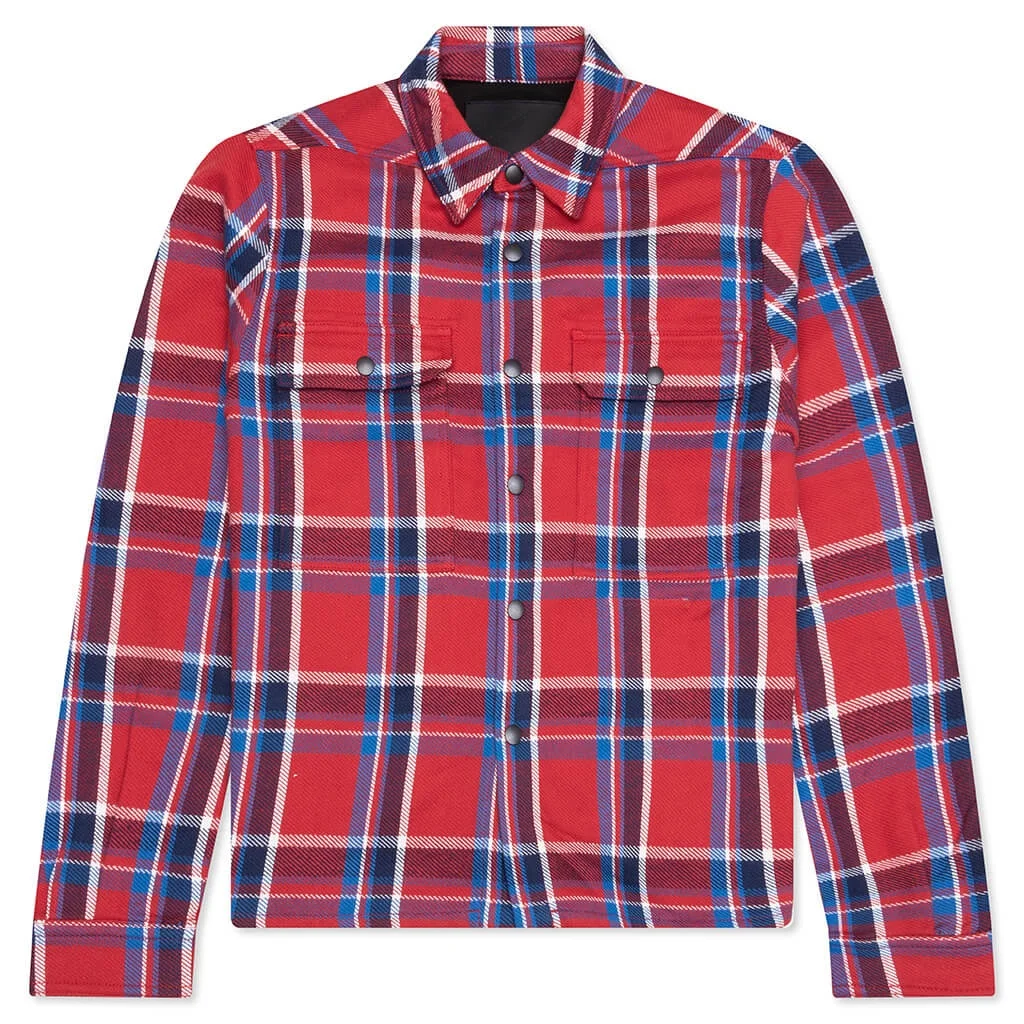 CROPPED OUTERSHIRT - RED PLAID - 1