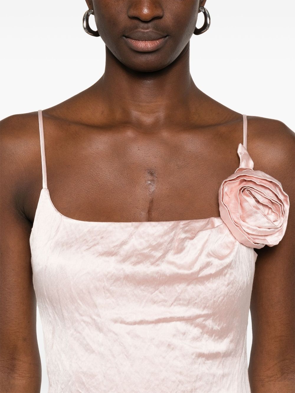 3D-roses crinkled midi dress - 5