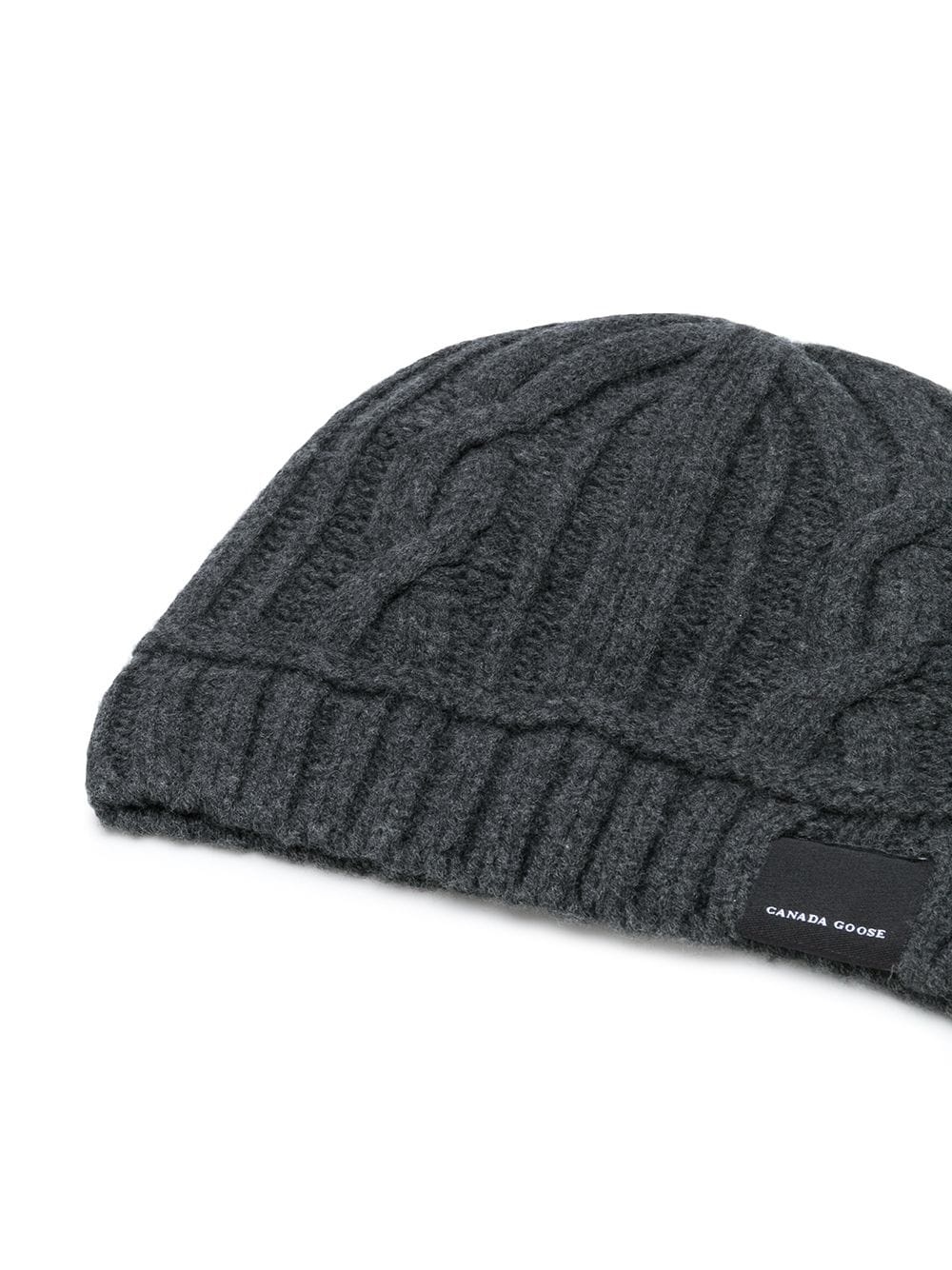 logo cable-knit beanie - 2