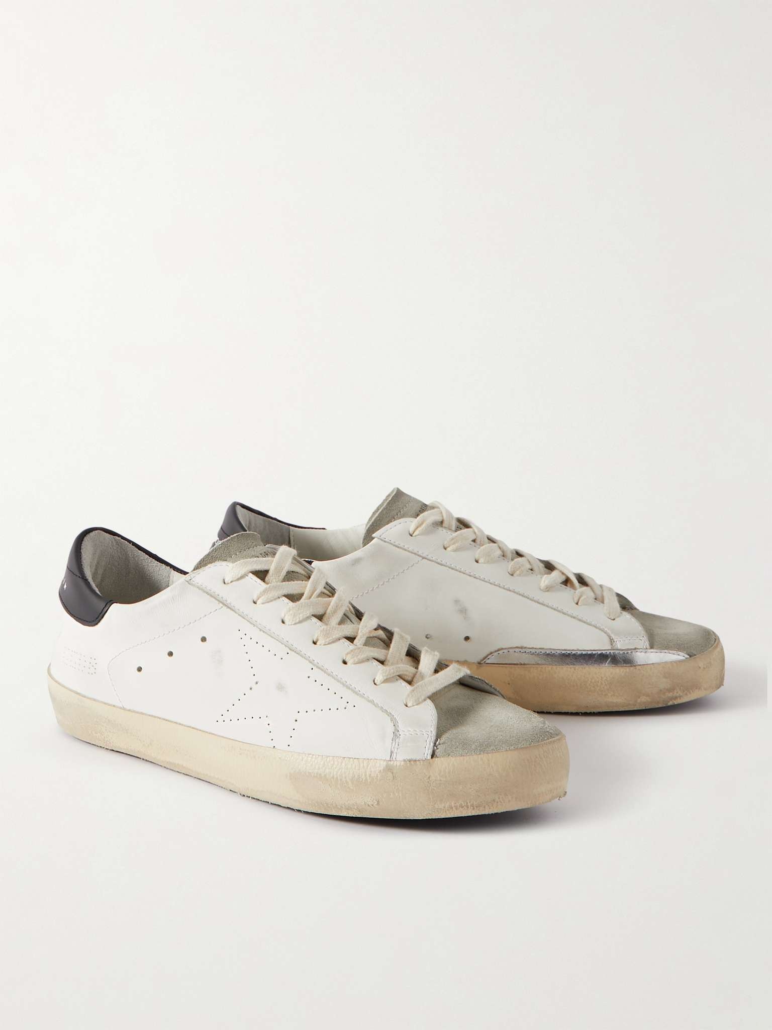 Superstar Distressed Leather and Suede Sneakers - 2