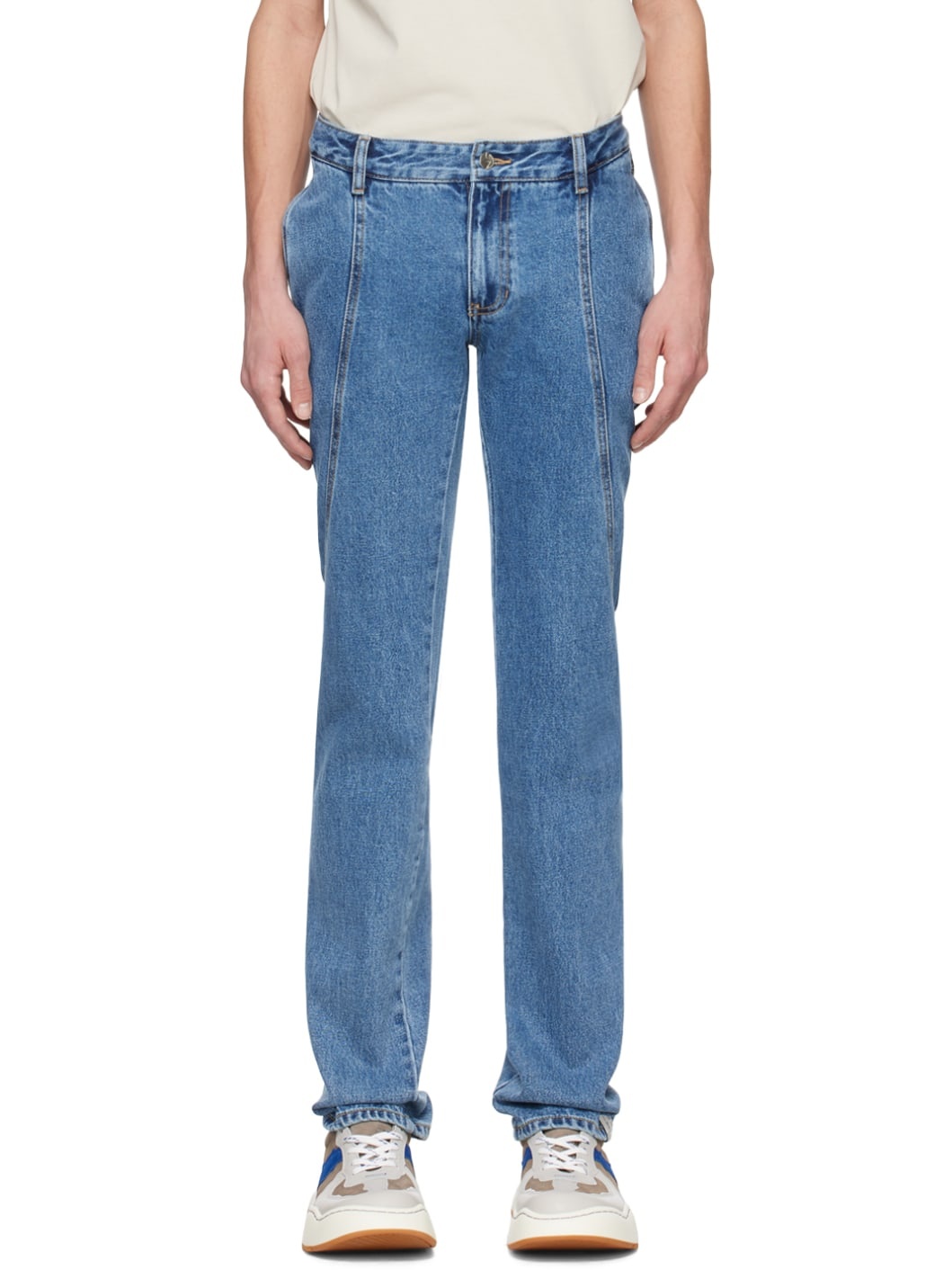 Blue Paneled Jeans - 1