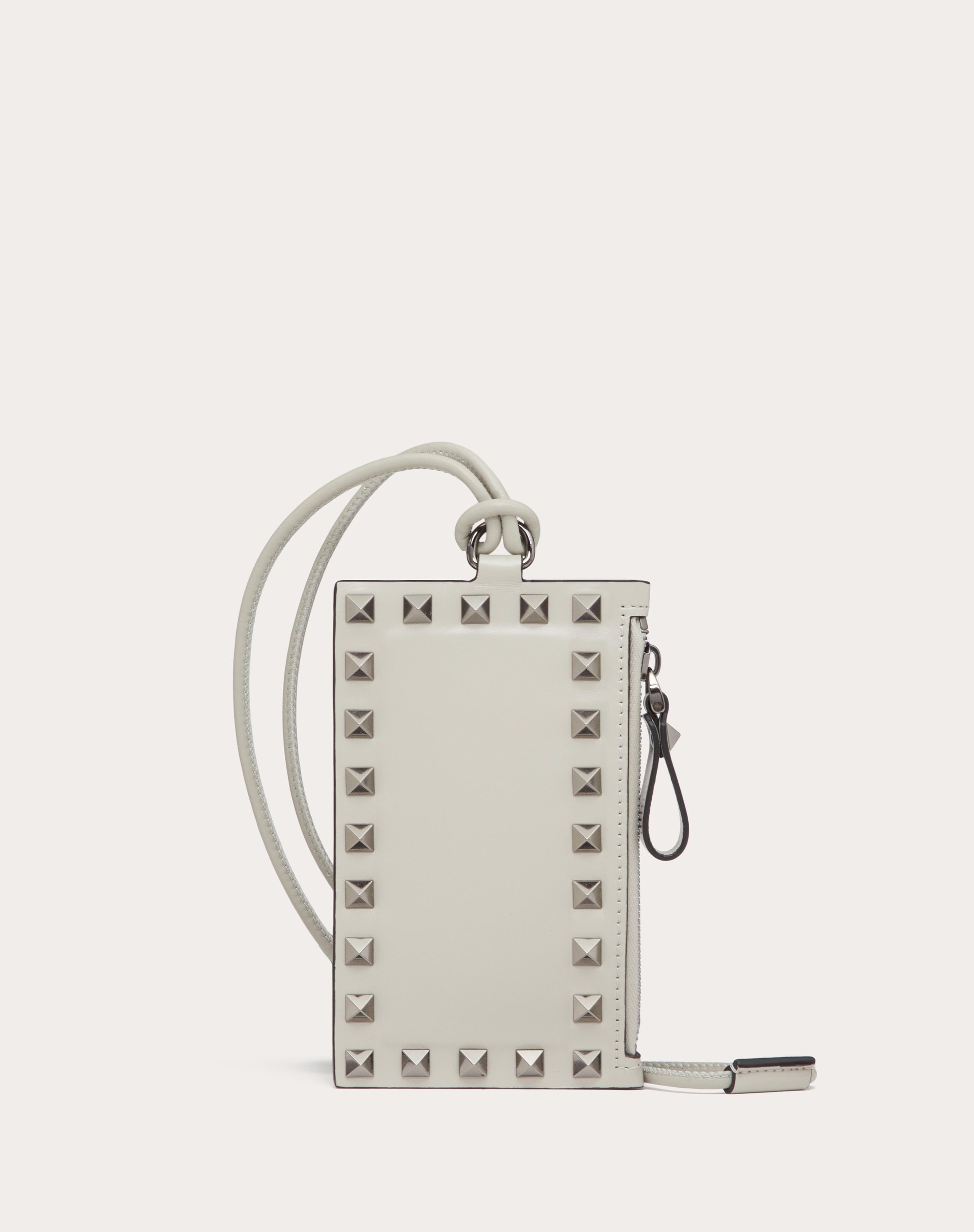 ROCKSTUD CALFSKIN CARD HOLDER WITH NECK STRAP - 1