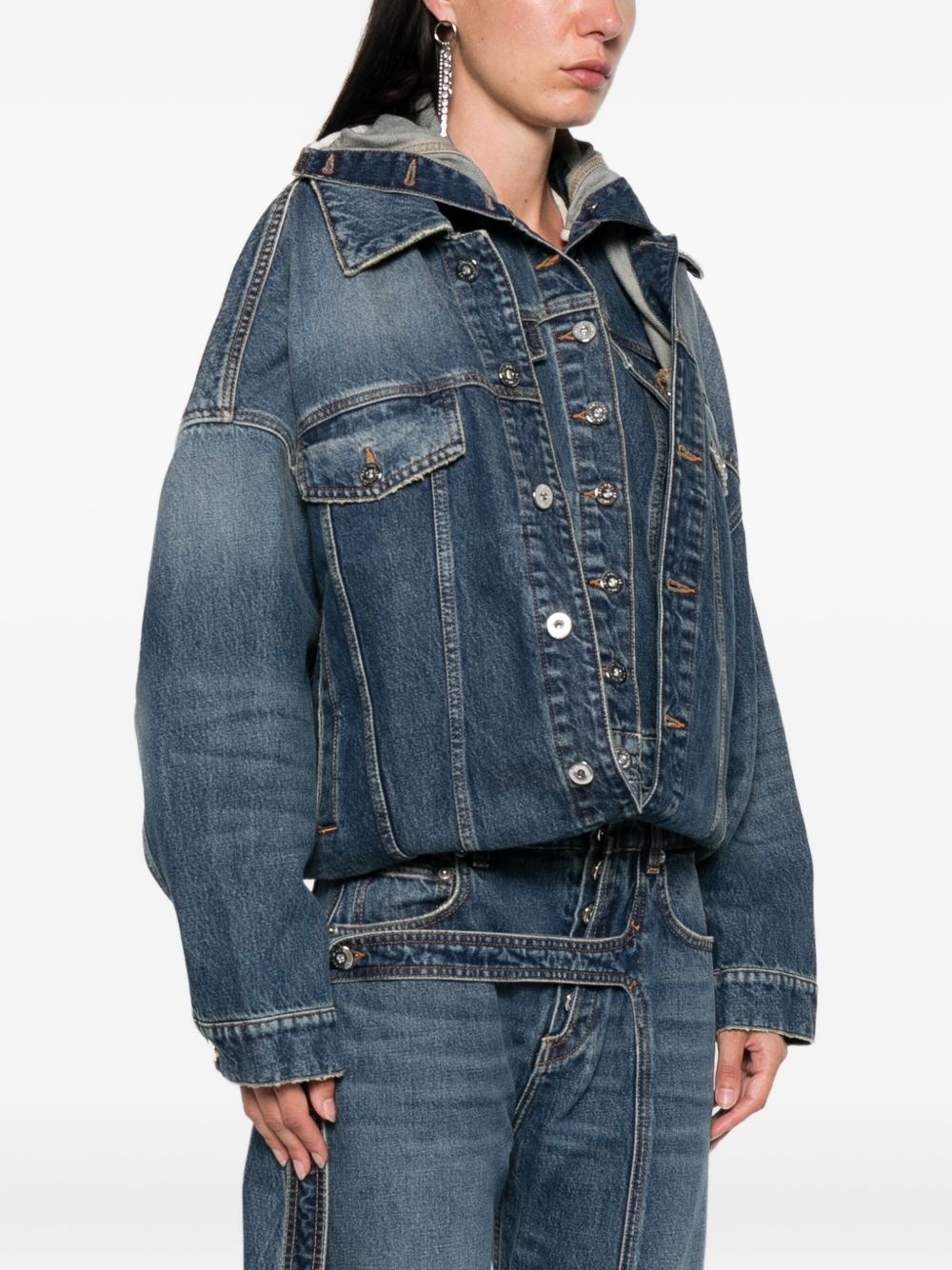 hooded denim jacket - 3