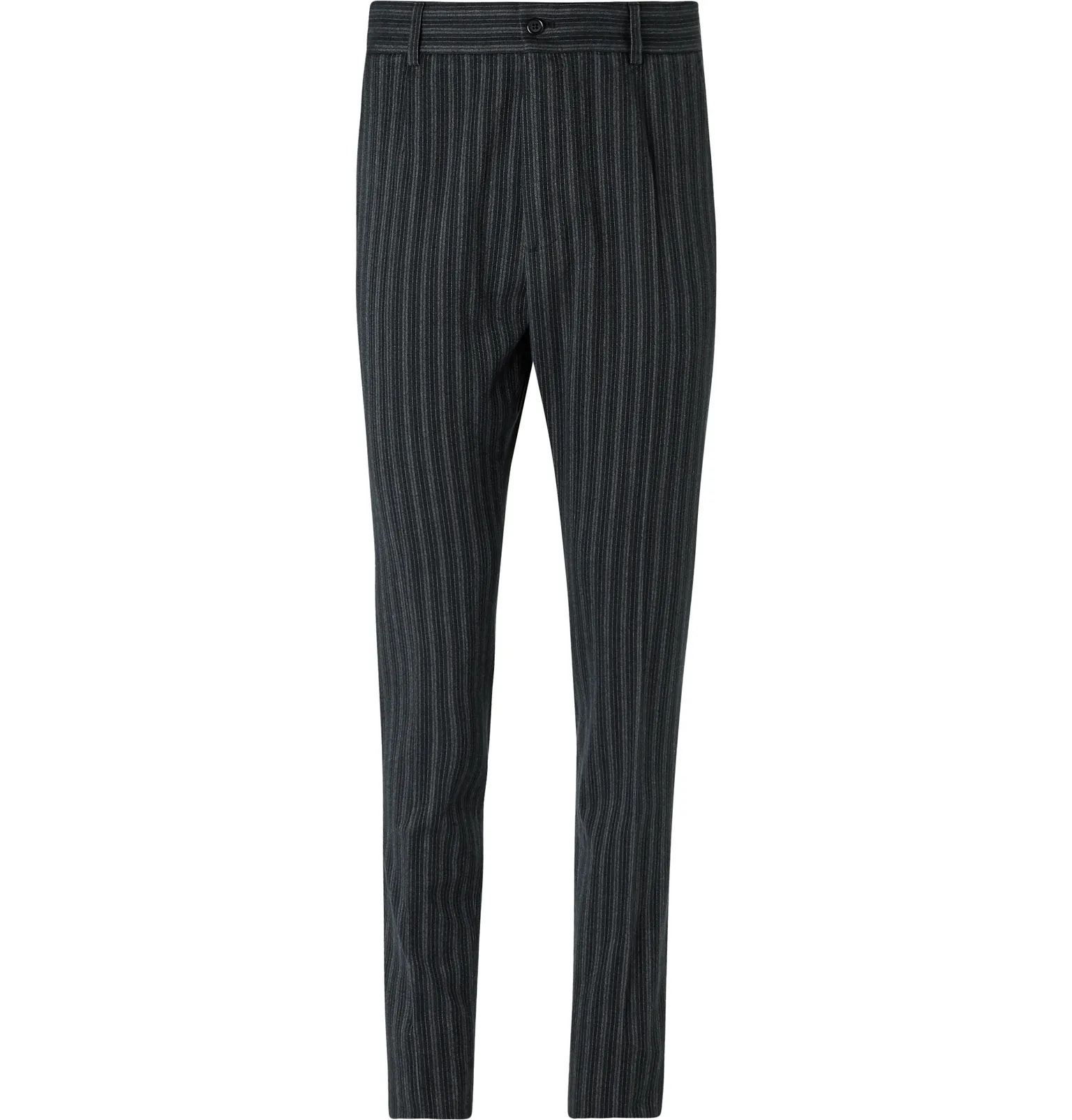 Slim-Fit Tapered Pinstriped Cotton-Blend Trousers - 1