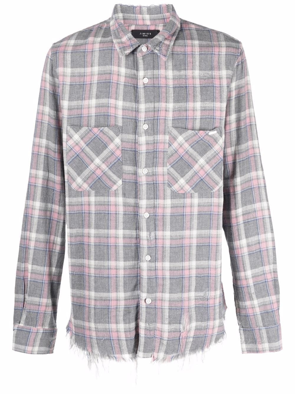 raw-cut checked shirt - 1