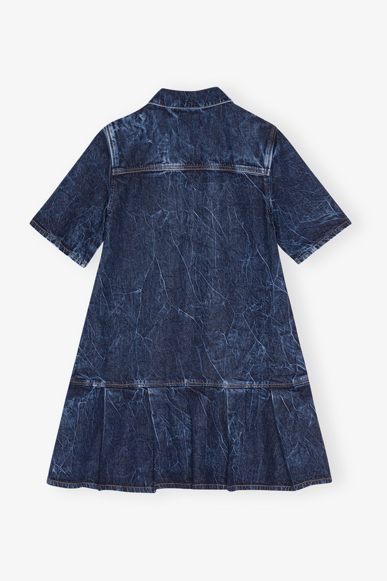 DENIM BLUE CRINKLED FUTURE MINI DRESS - 7