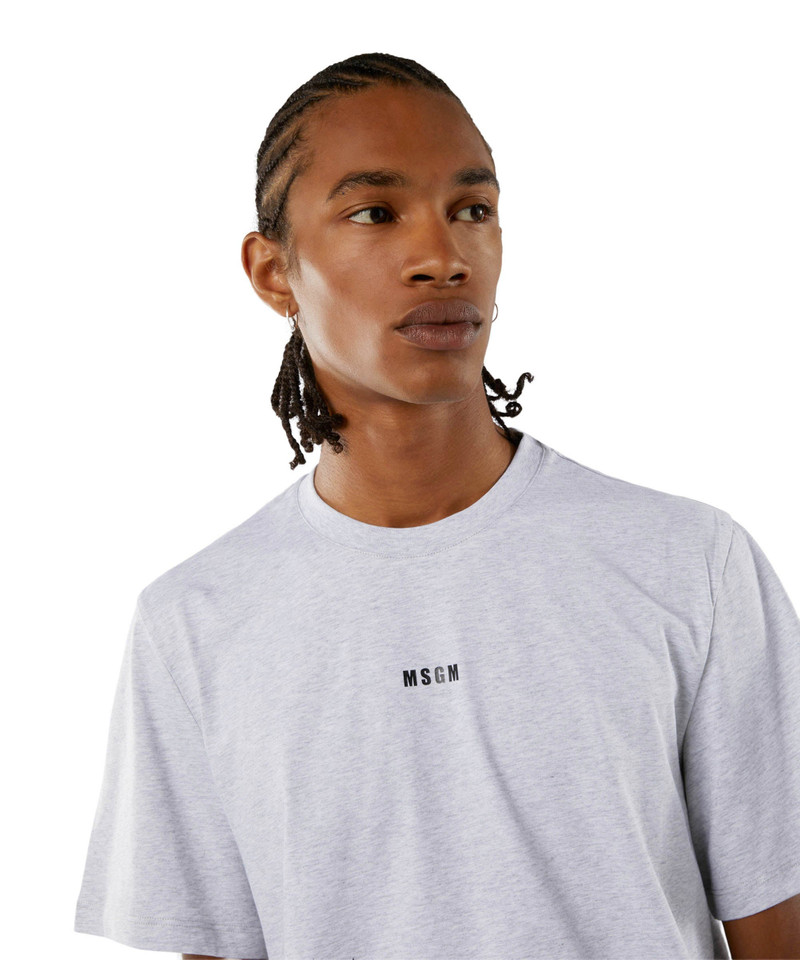Round neck cotton T-shirt with micro logo 1