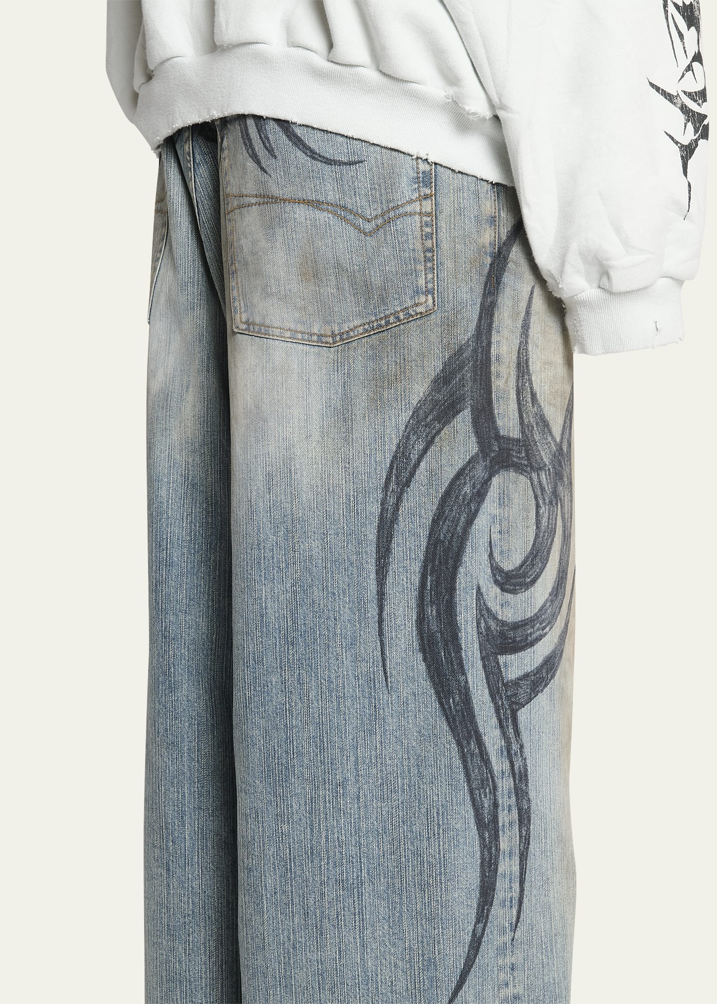 Men's Tattoo Baggy Jeans - 5