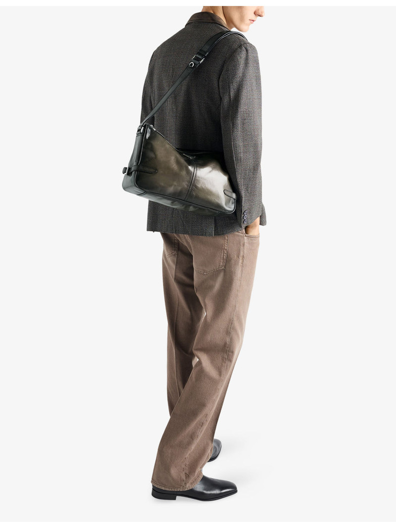 Prada Antiqued Leather Zipper Shoulder Bag outlook