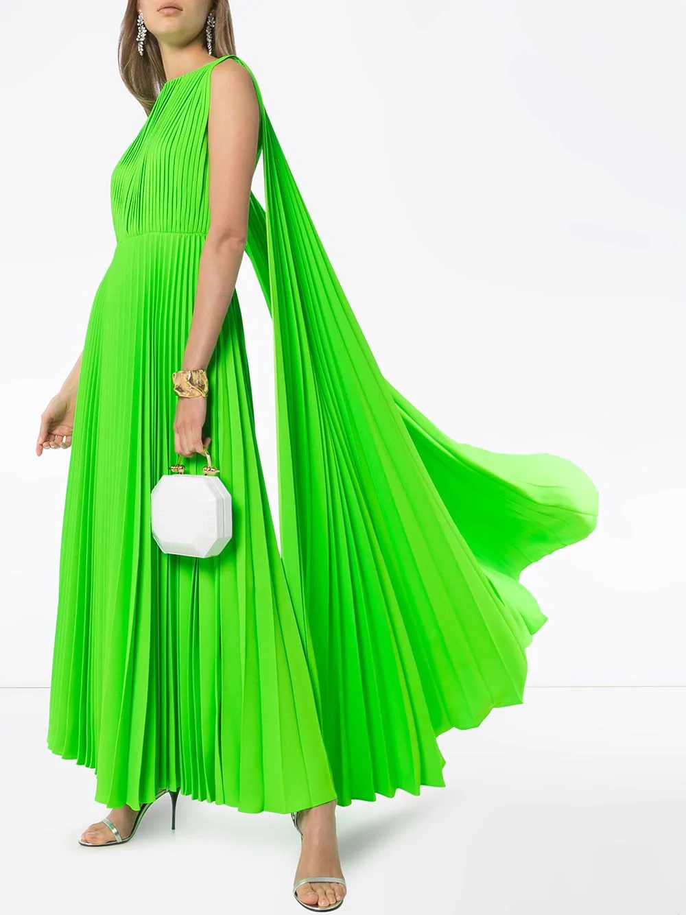 pleated caped gown - 2