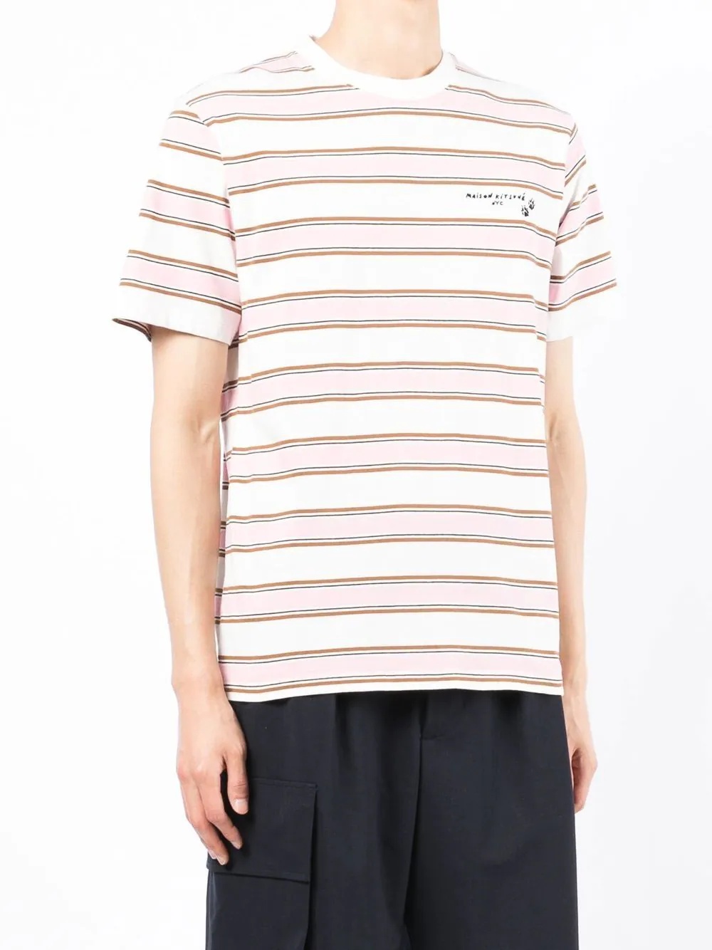 stripe-print logo T-shirt - 4