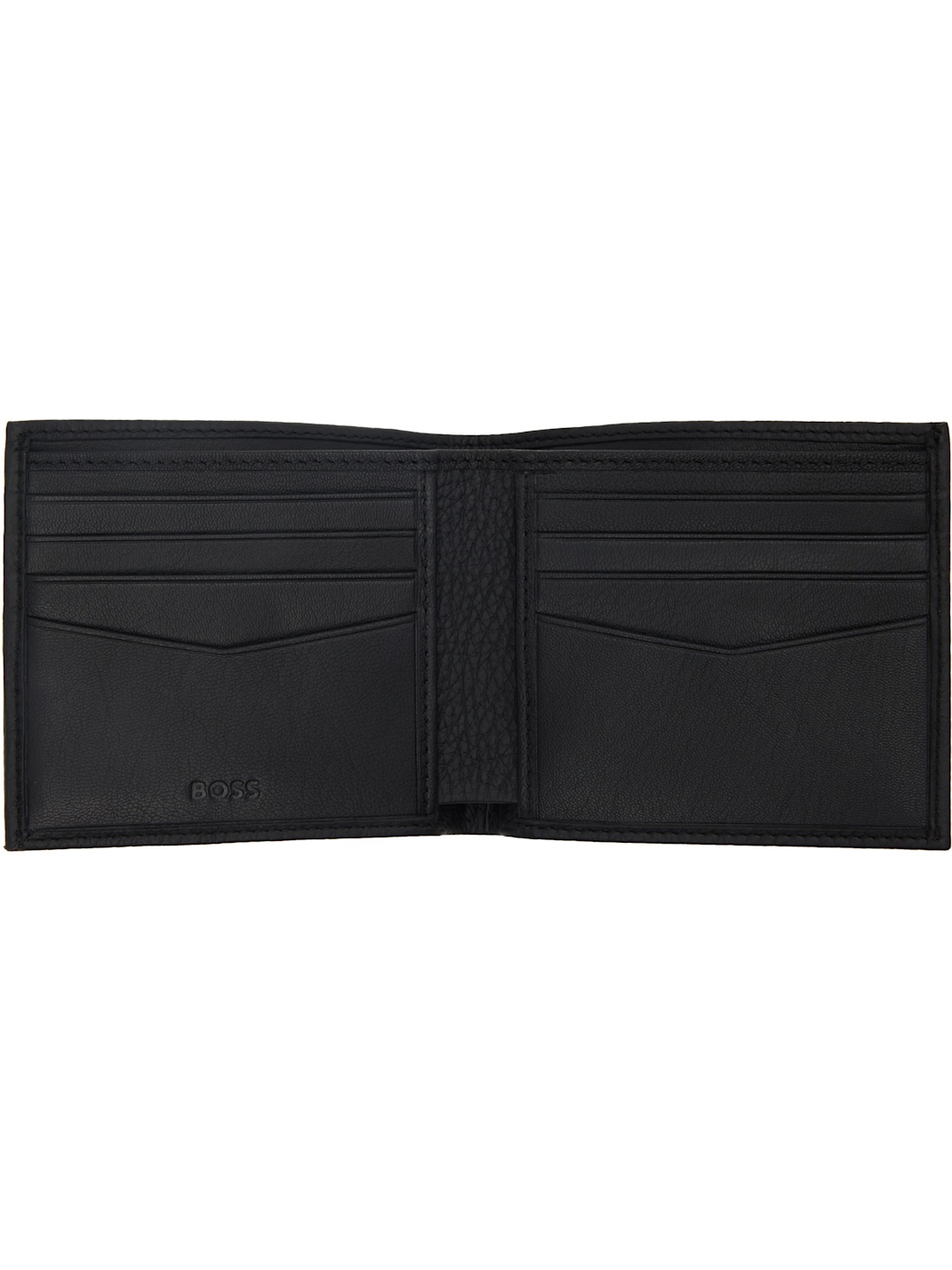 Black Leather Logo Lettering Wallet - 3