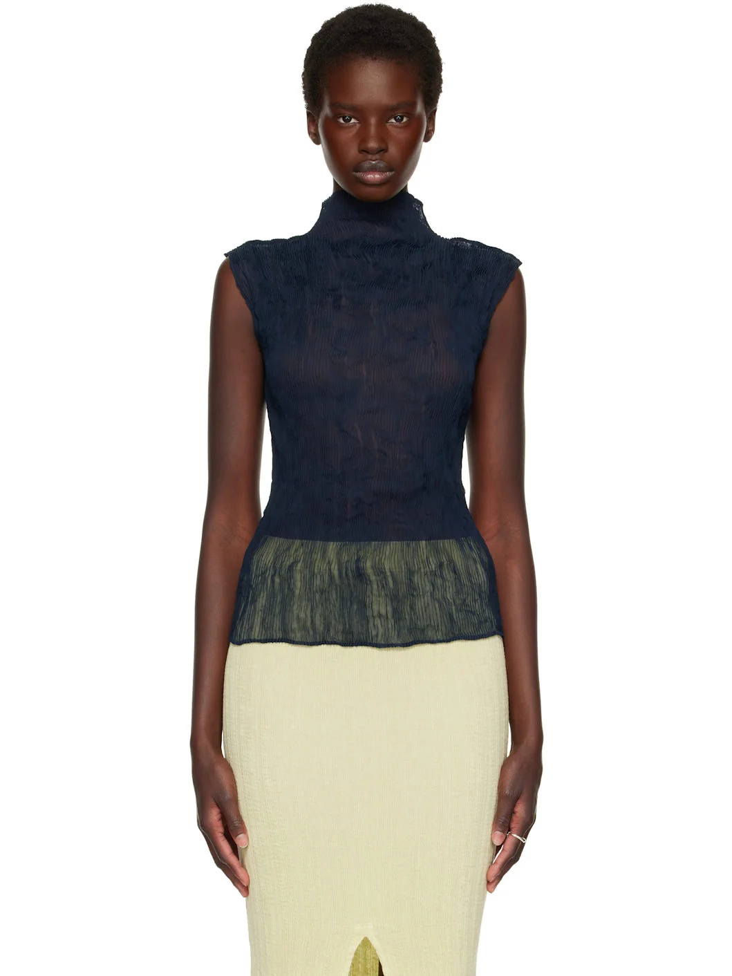 Navy Chiffon Twist 1 Top - 1