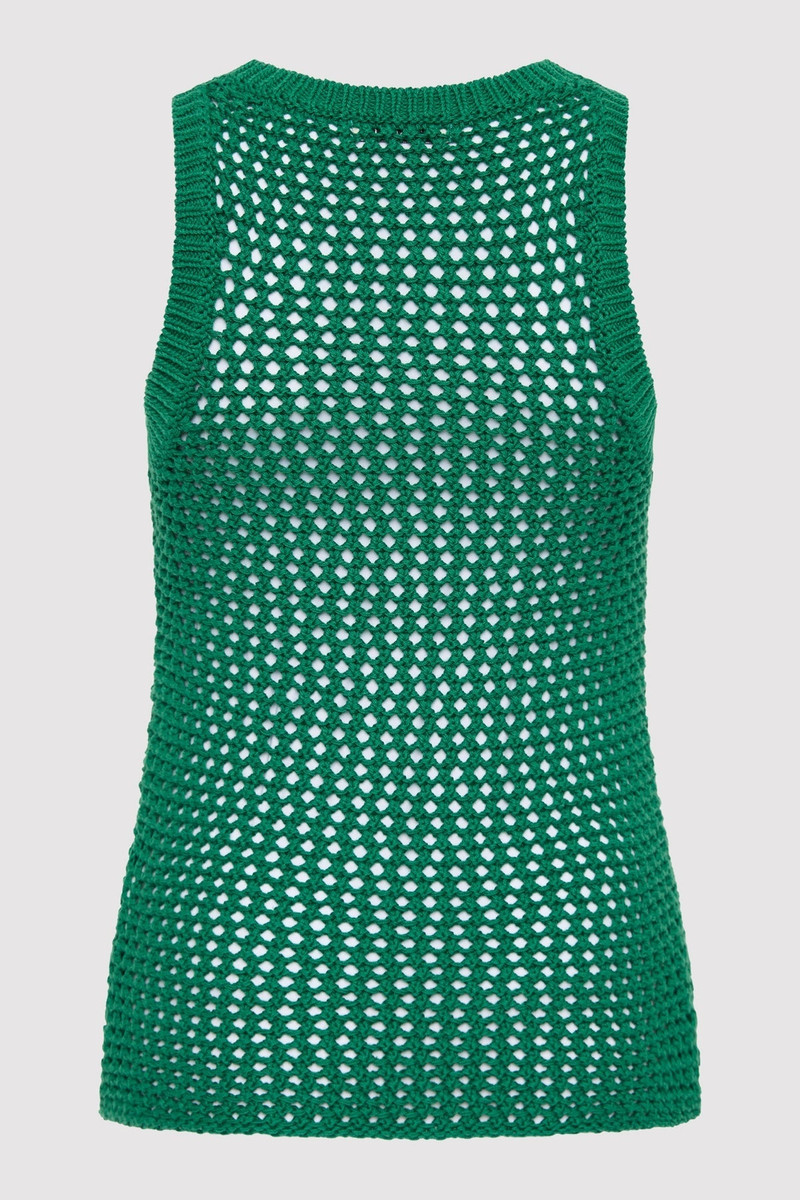 ST. AGNI Cotton Crochet Tank - Verde outlook