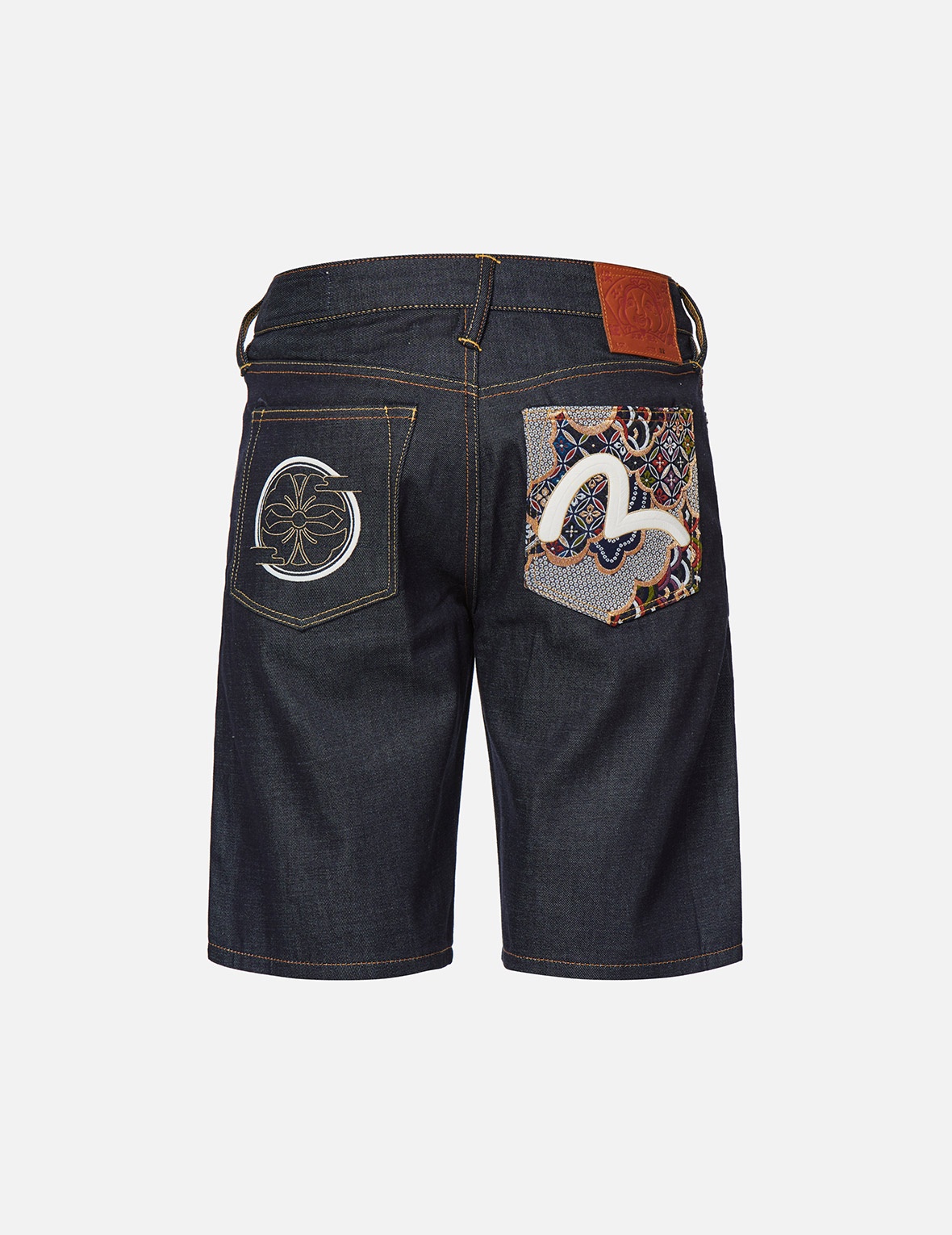 JAPANESE BROCADE POCKET DENIM SHORTS - 2