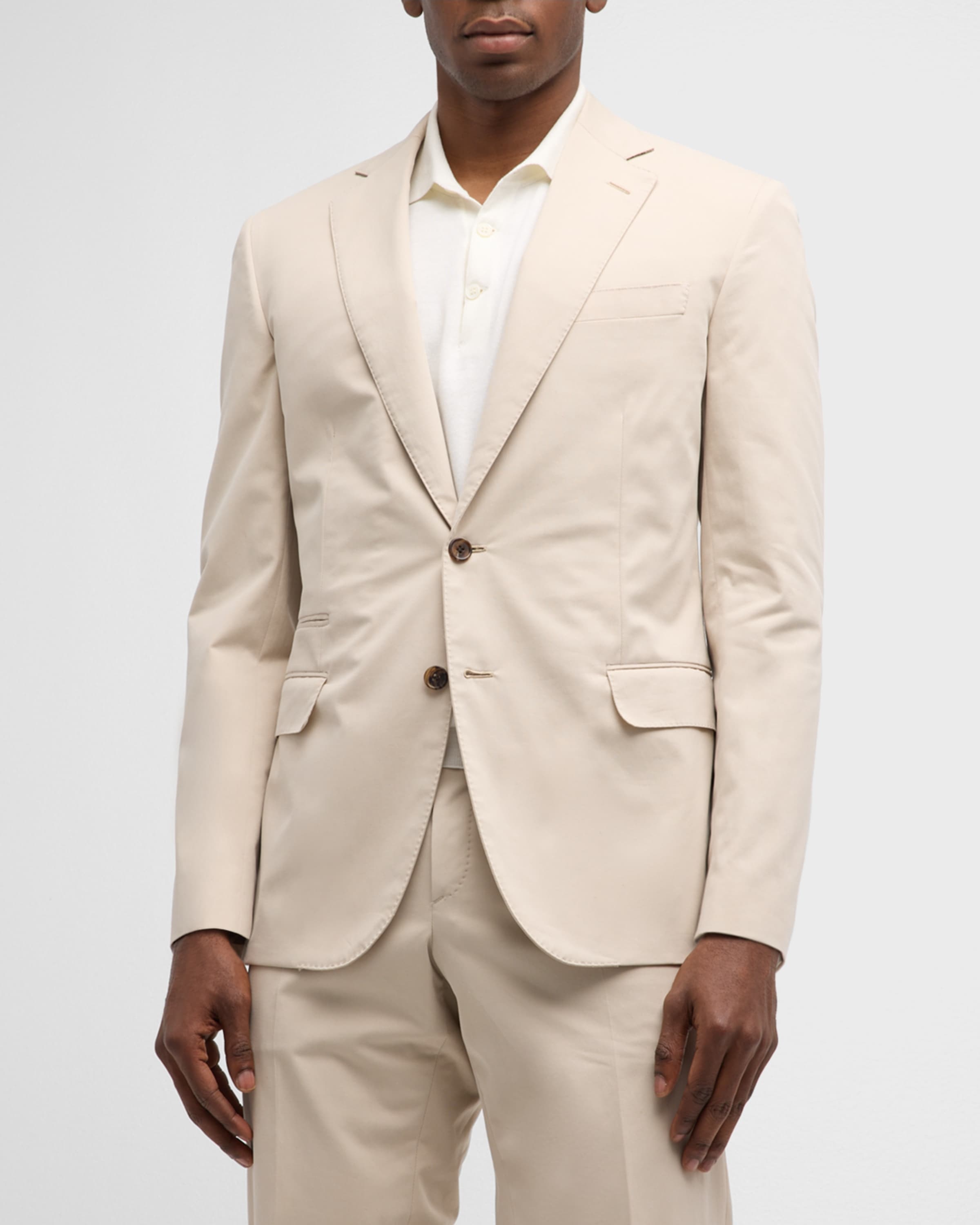 Men's Solid Cashmere-Cotton Suit - 3
