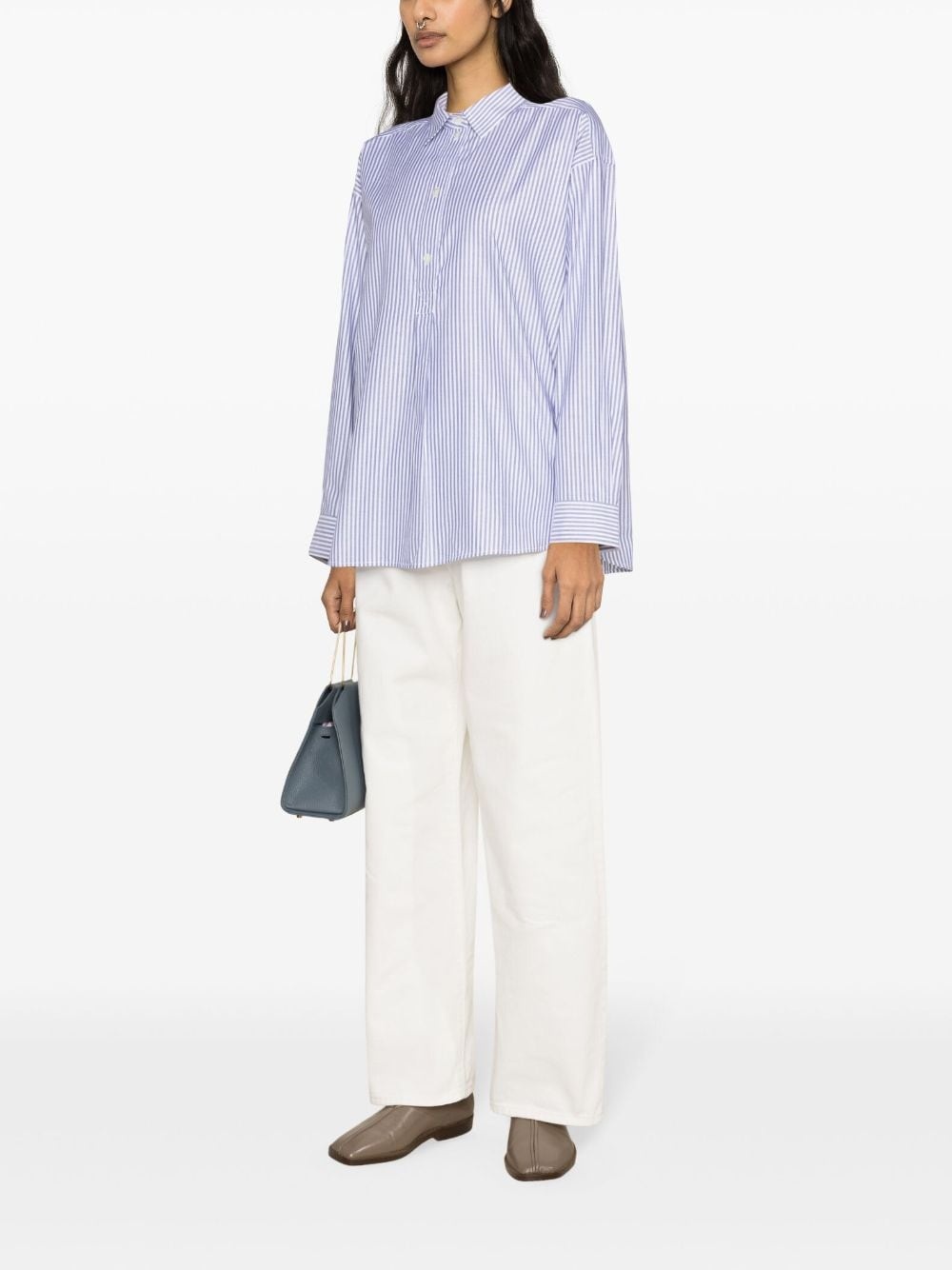 striped half-placket shirt - 3
