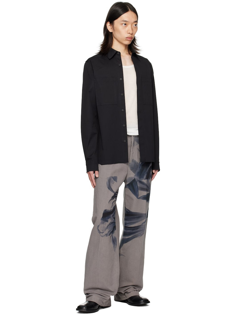 Dries Van Noten Gray Graphic Trousers outlook
