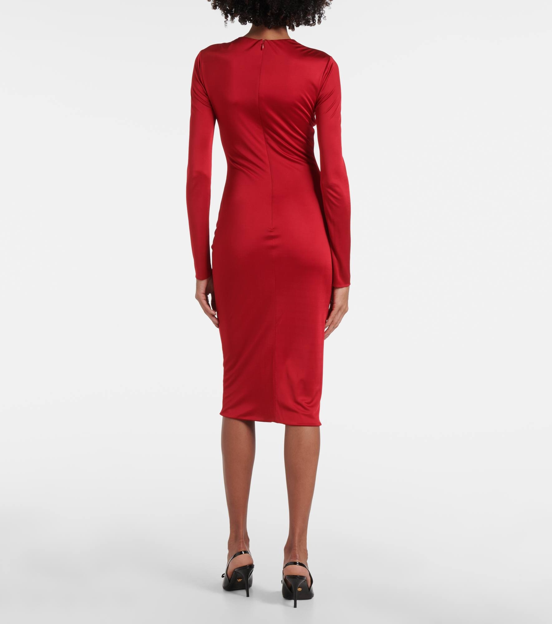 Safety Pin gathered jersey midi dress - 3
