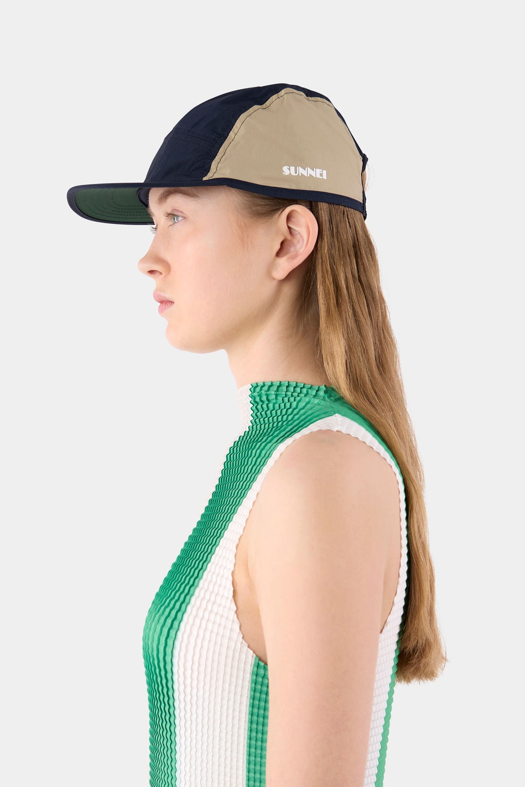 BASEBALL CAP / navy, beige & green - 4