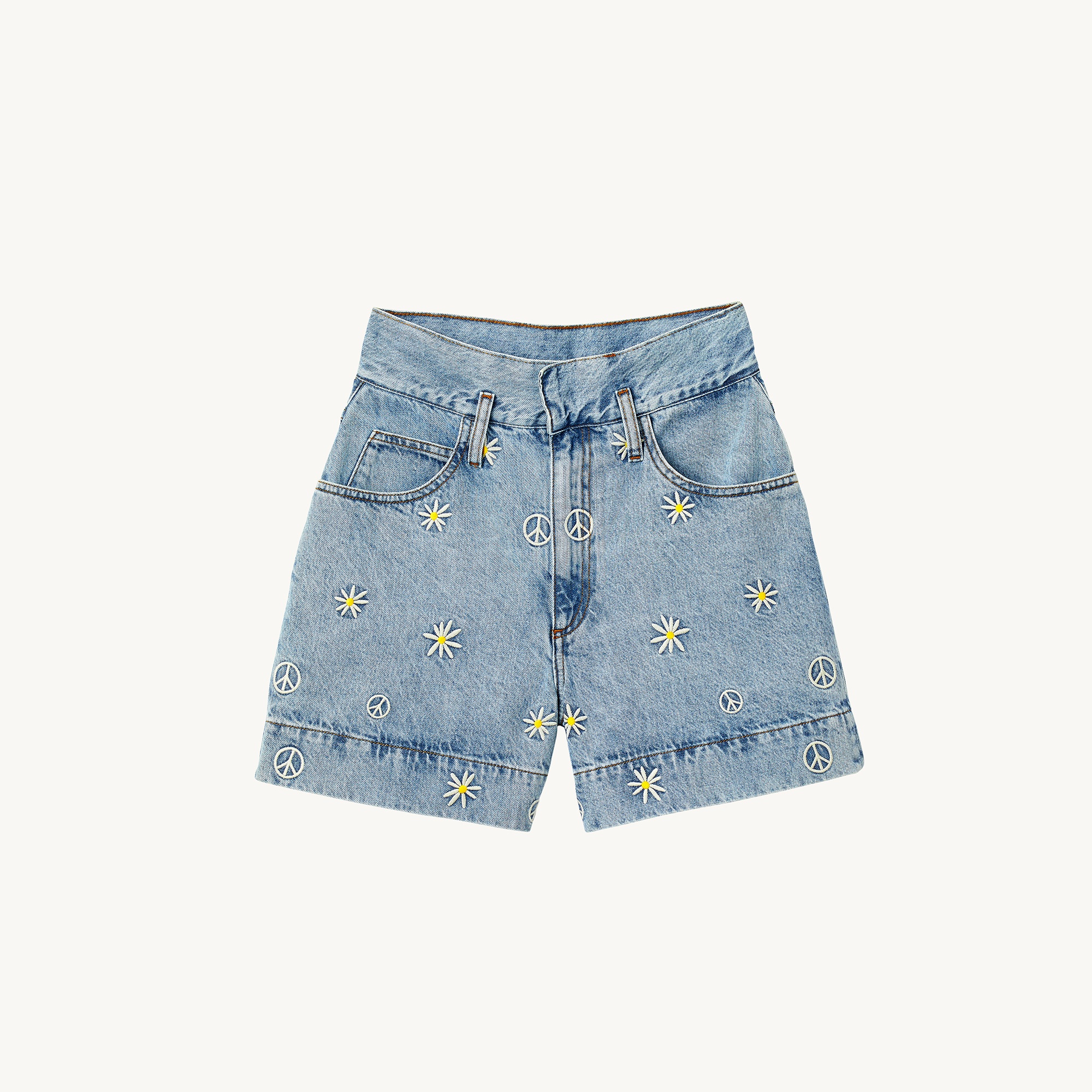 Embroidered denim shorts - 1
