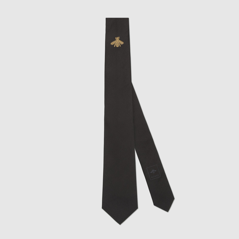 Bee embroidered silk tie 1