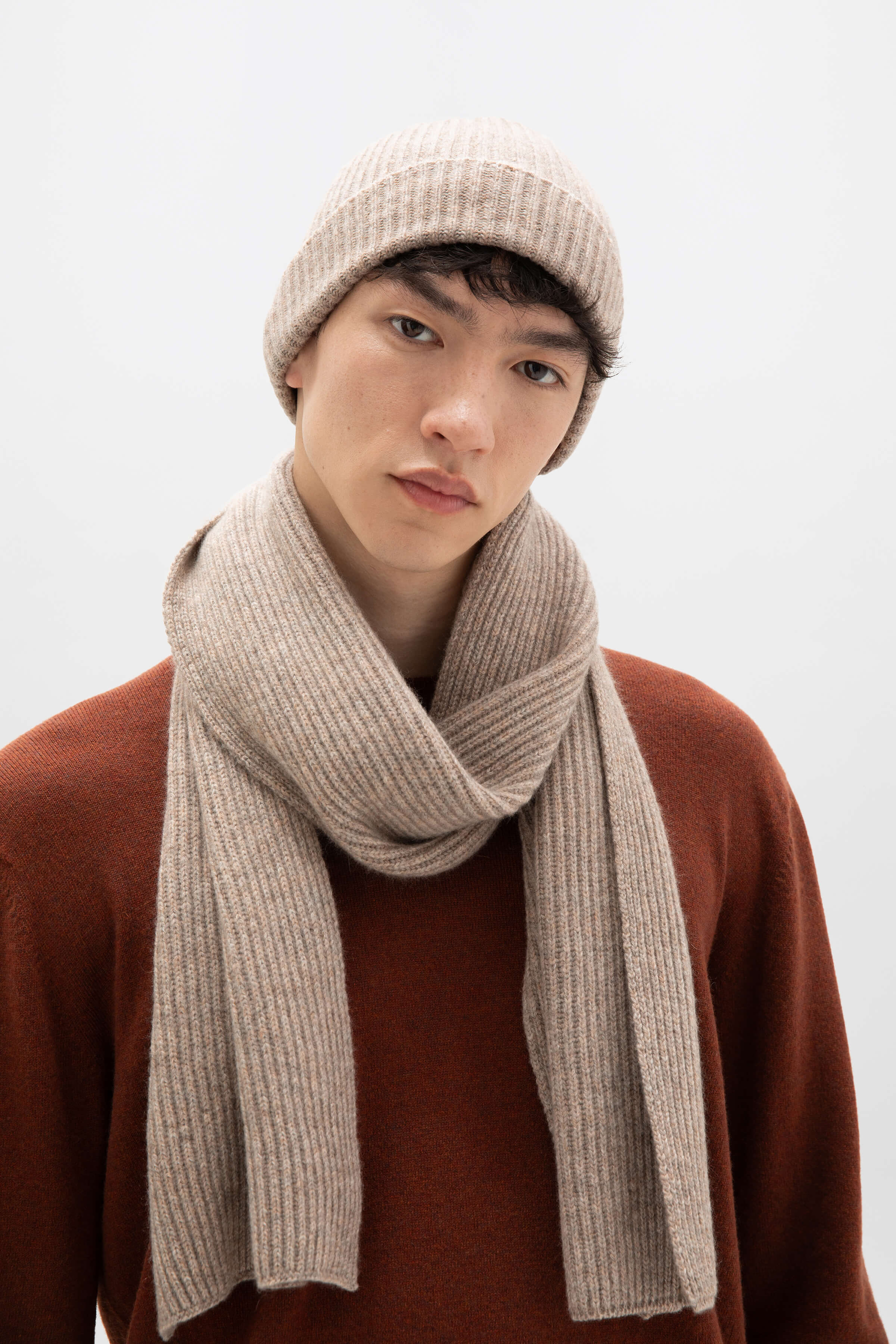 Ribbed Natural Cashmere Beanie - 3