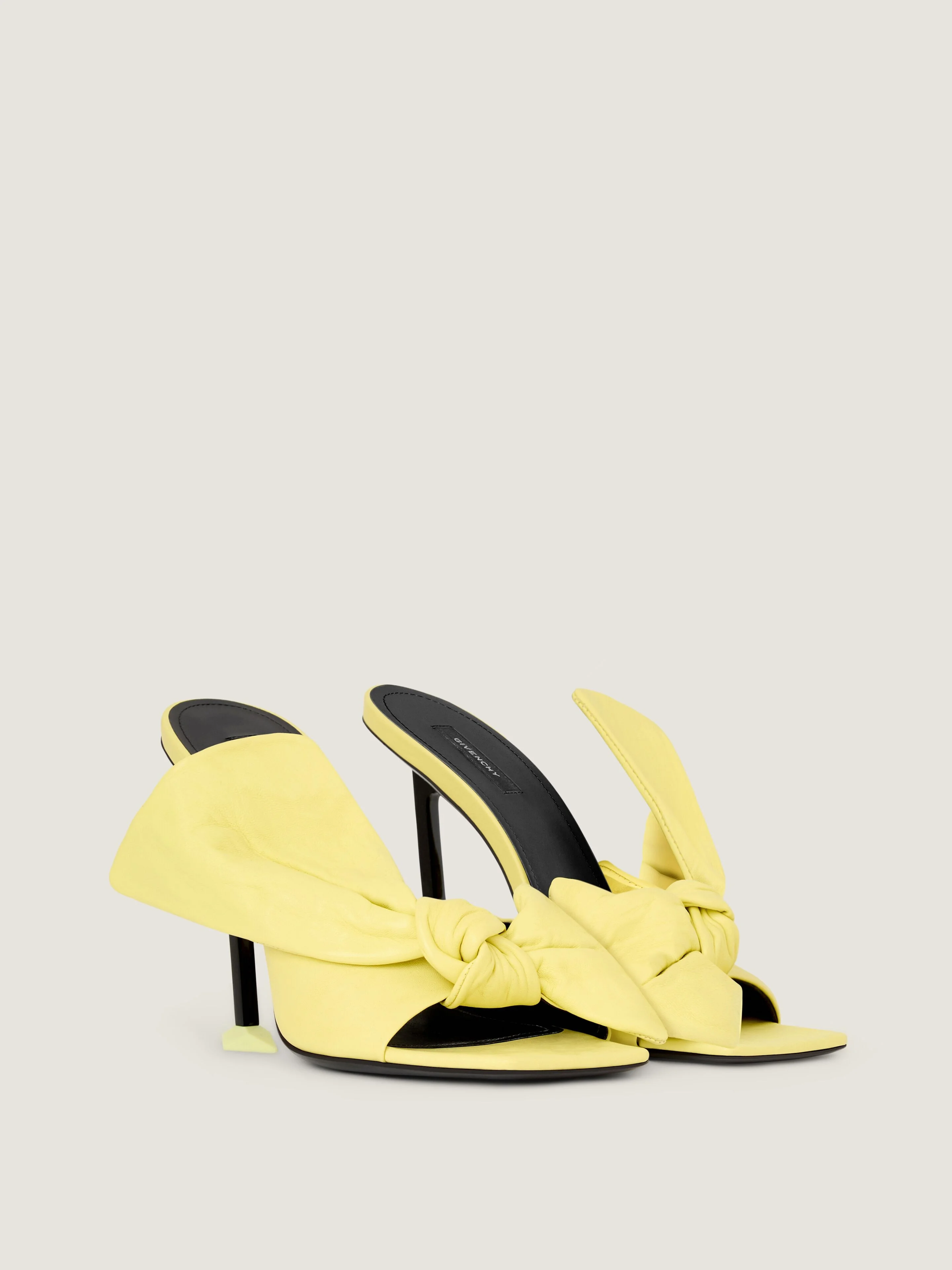 BOUDOIR HEELED MULES IN NAPPA LEATHER WITH BOW - 1