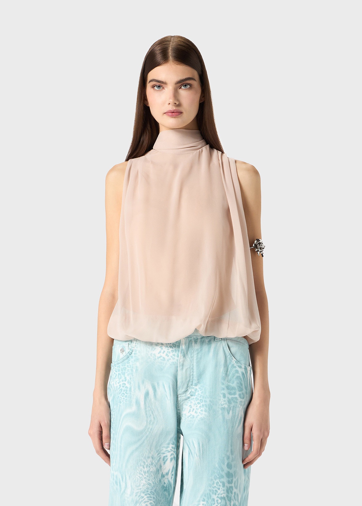 GEORGETTE TOP WITH SCARF - 3