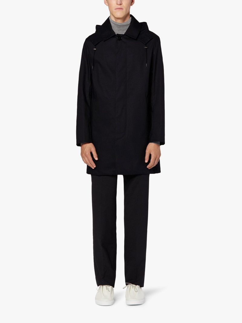 CAMBRIDGE HOOD BLACK RAINTEC COTTON COAT | GMC-111 1