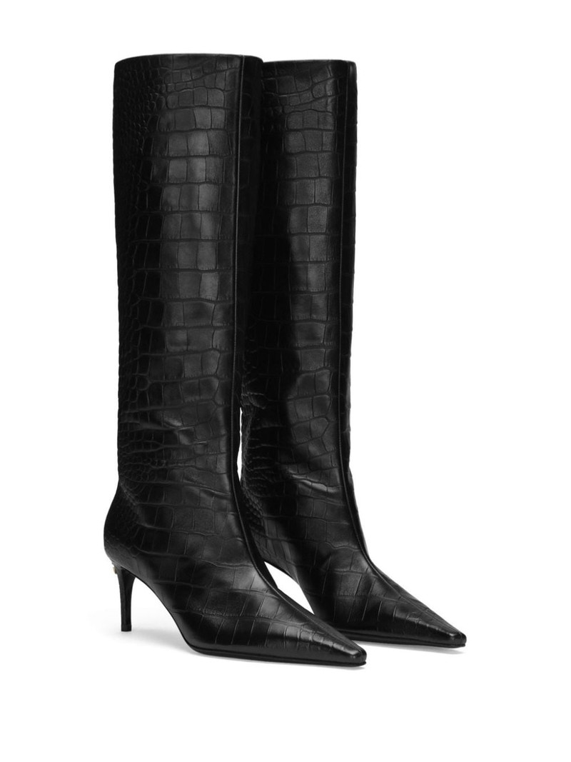 Dolce & Gabbana crocodile-embossed leather boots outlook