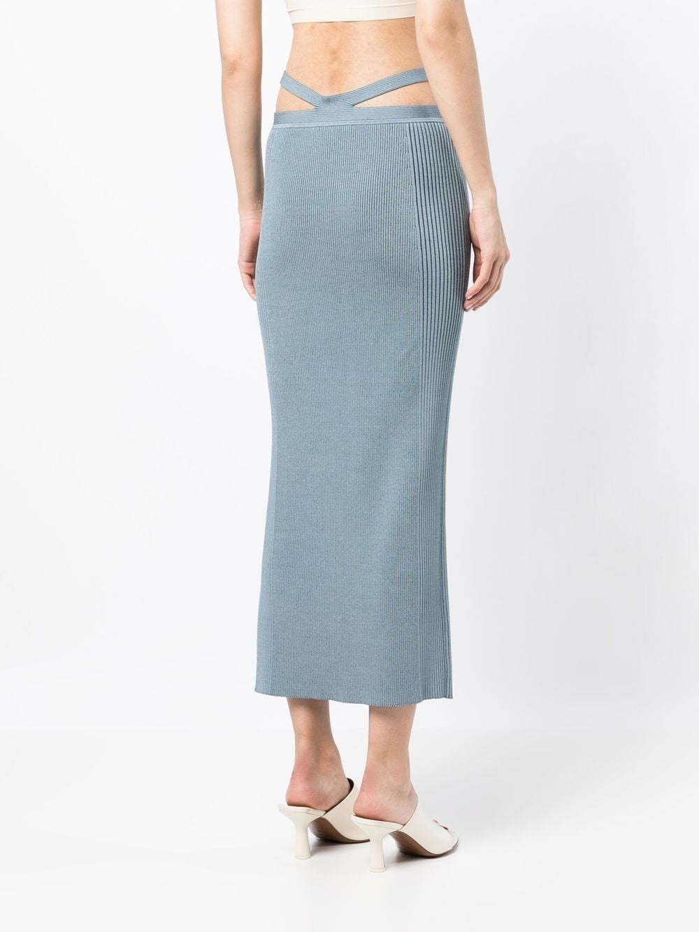 side ribbed-detail midi skirt - 4