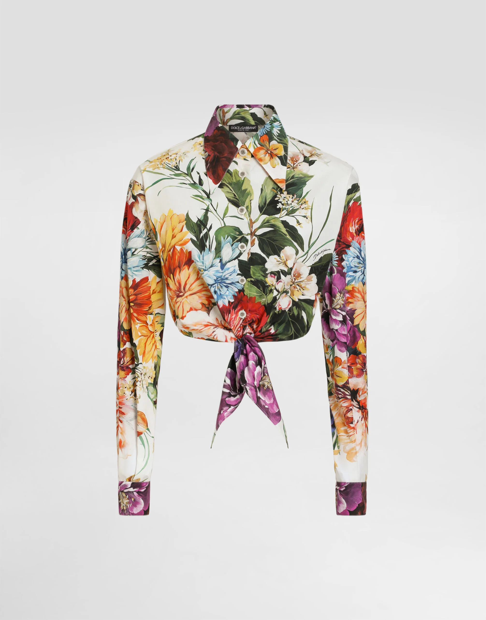 Flower bouquet-print poplin shirt - 1
