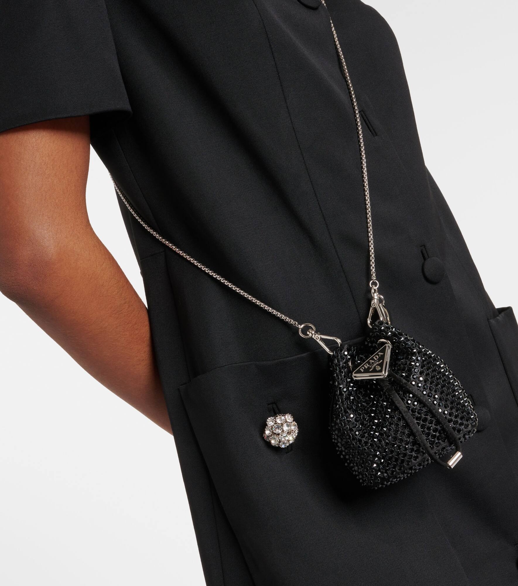 Mini embellished satin bucket bag - 2