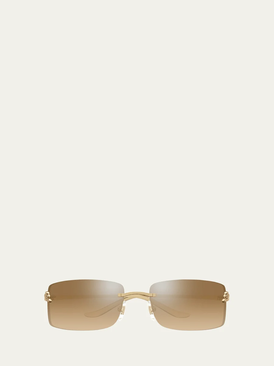 panther rimless rectangle metal sunglasses - 1