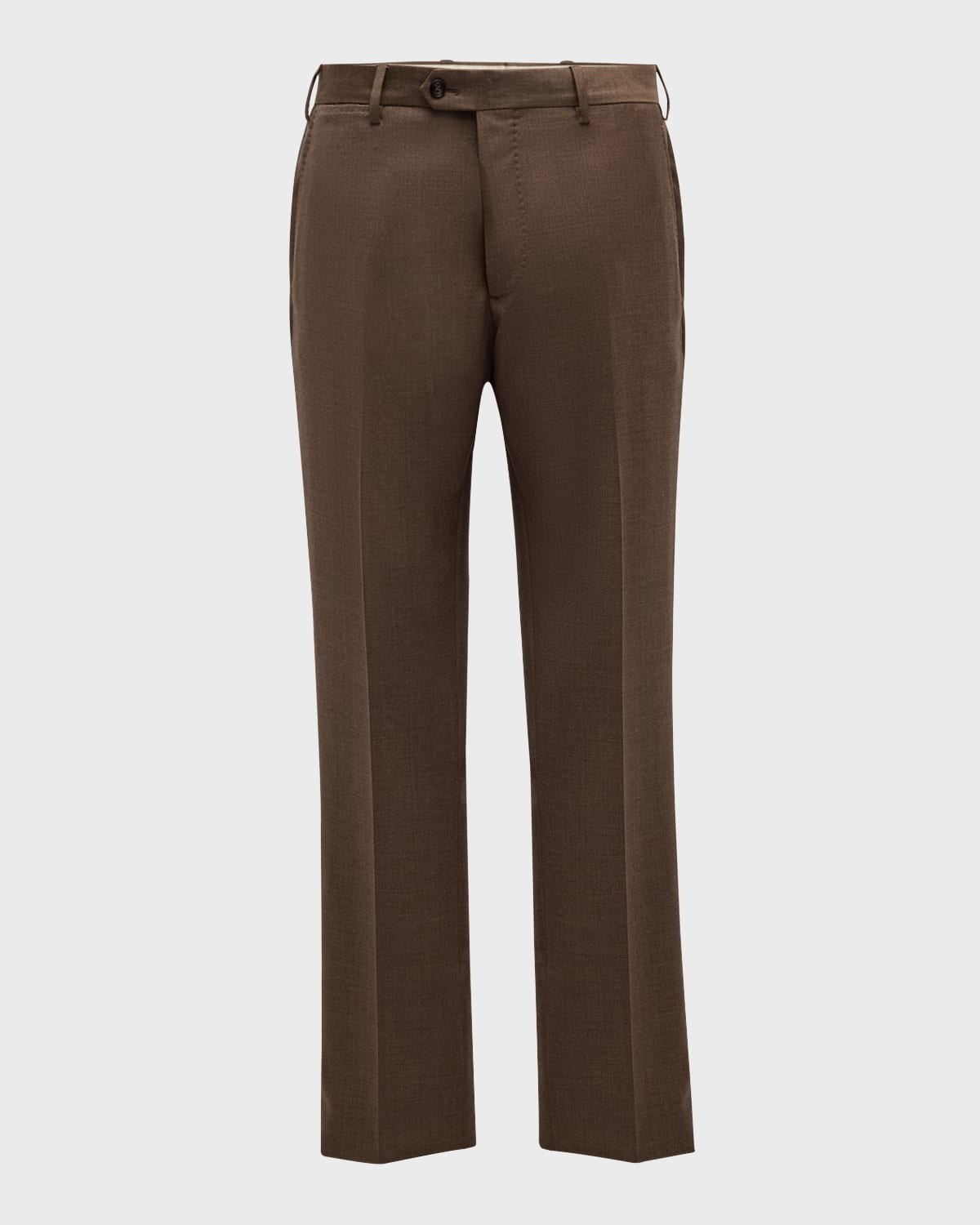 Men's Flat-Front Wool Trousers - 1