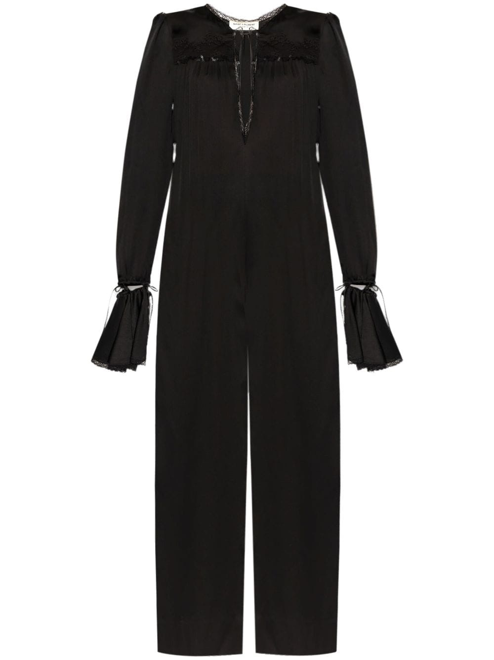 drawstring long-sleeve jumpsuit - 1