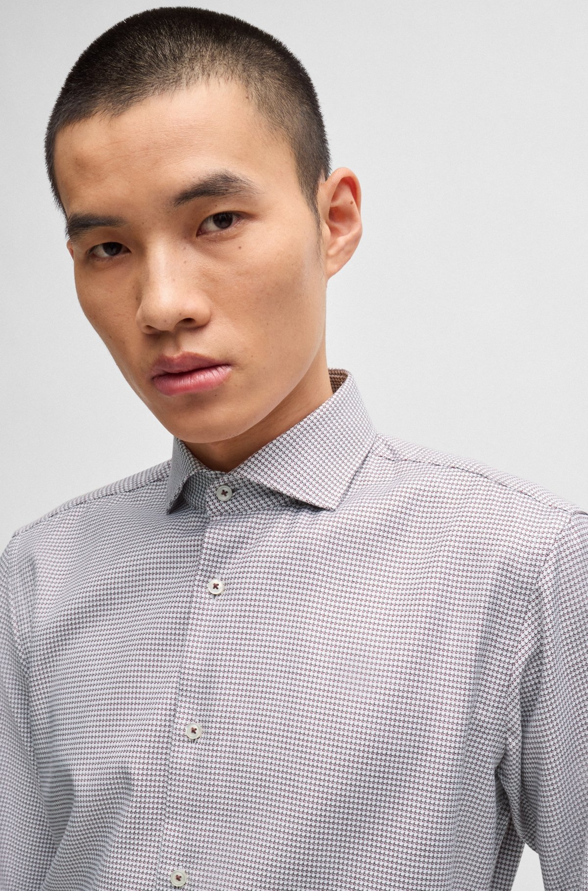 REGULAR-FIT SHIRT IN STRUCTURED COTTON TWILL - 3