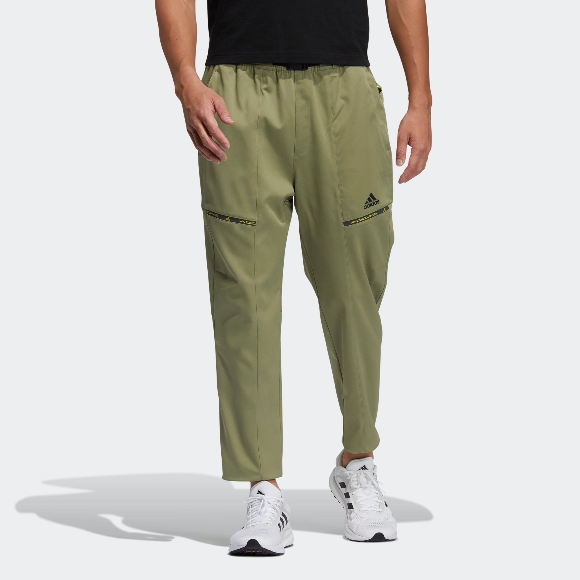 Men's adidas Th Qckdraw Pnt Running Training Woven Lacing Sports Pants/Trousers/Joggers Olive H40209 - 2