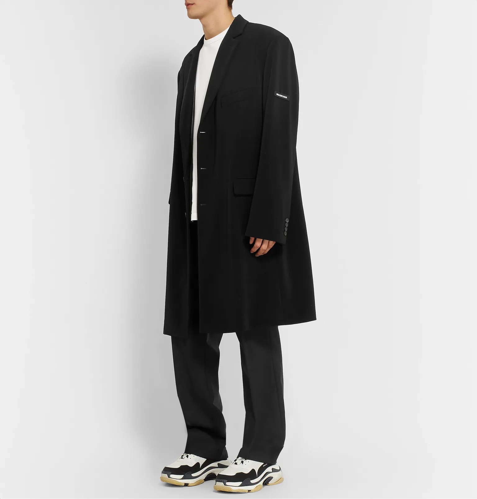 Oversized Logo-Appliquéd Crepe Coat - 2